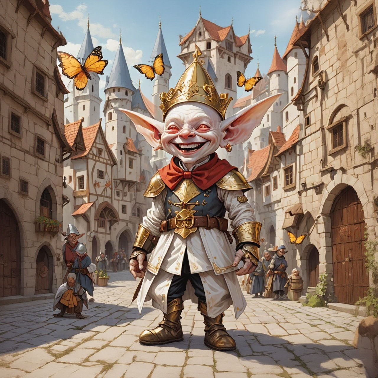 Laughing Goblin Priest with Butterfly Wings Cartoon