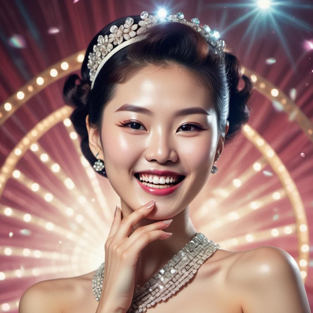 Elegant Korean Woman in 1950s Style