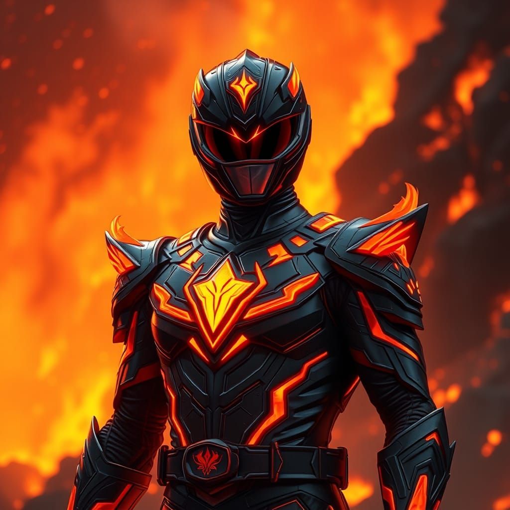 Phoenix Power Ranger in Blazing Landscape