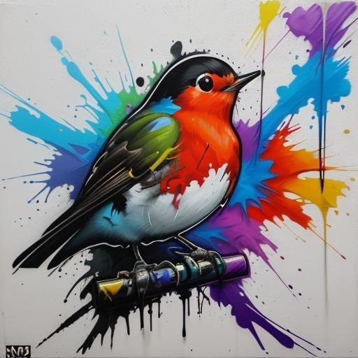 Graffiti Robin in Street Art Style