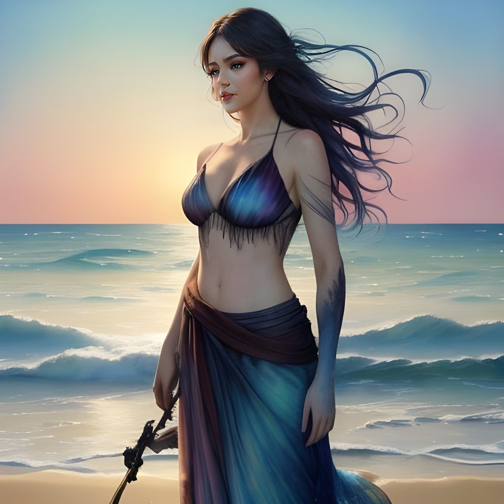 Golden Rainbow Sunset Over Beach with Regal Silhouette