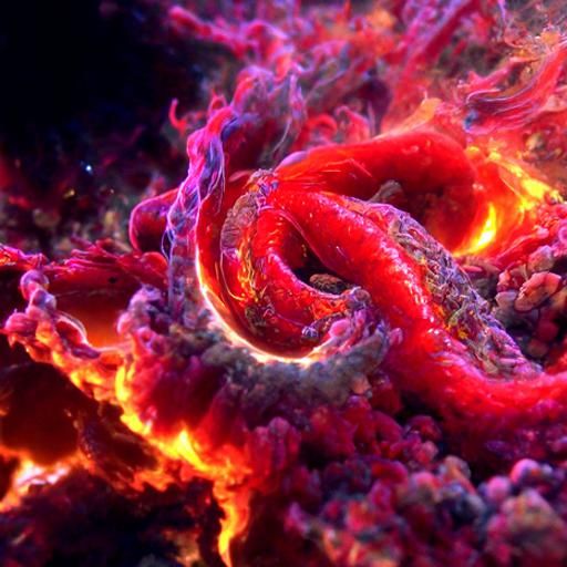 Fiery Cosmic Worm in Infinity Shape