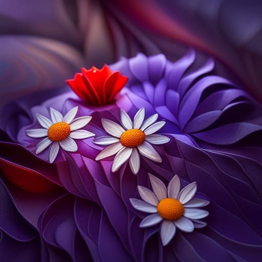 Purple Floral Stained Glass 3D Render