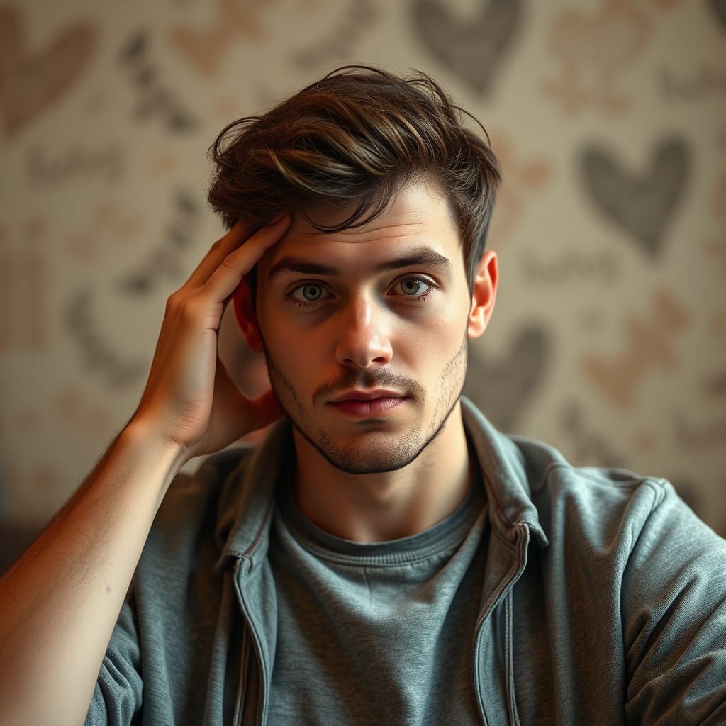 Man Concealing Inner Turmoil with Girlfriend