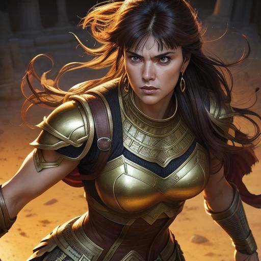 Xena Warrior Princess Portrait in Comic Book Style