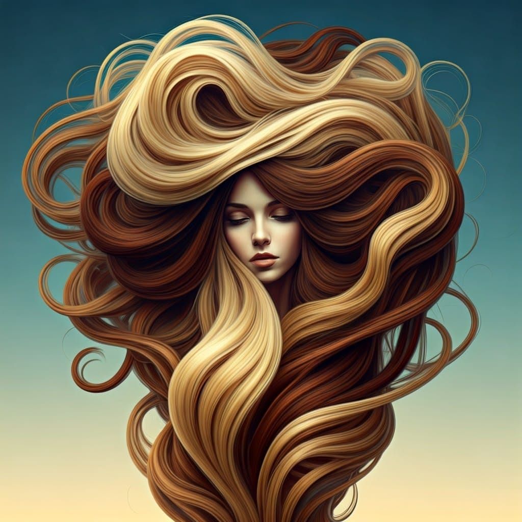Hair Figure in Surrealist Digital Art Style