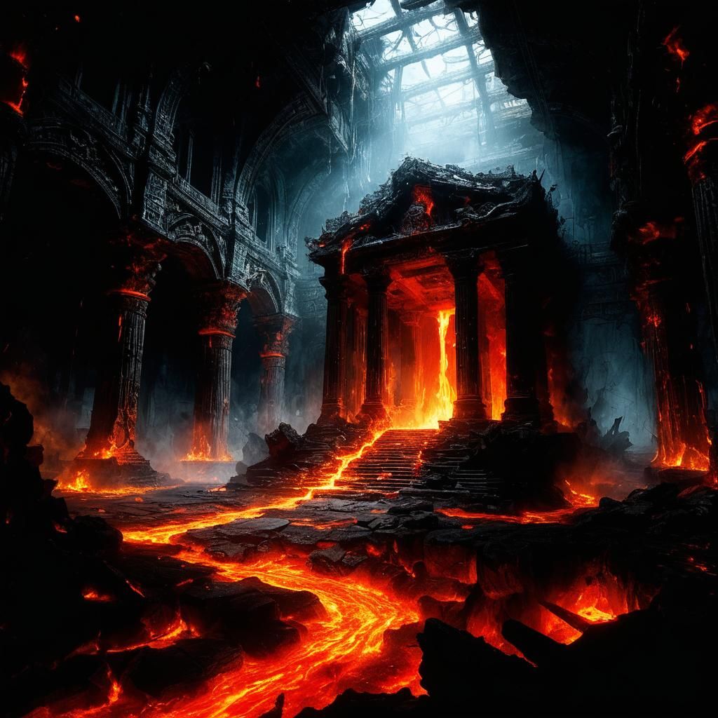 Forgotten temple infested with magma