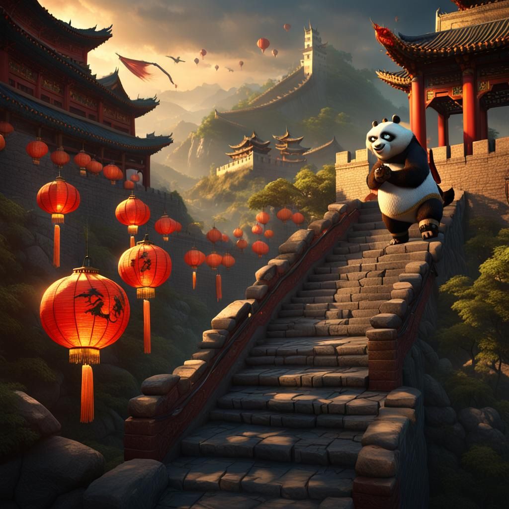 Kung Fu Panda and the Great Wall: 8K Fantasy