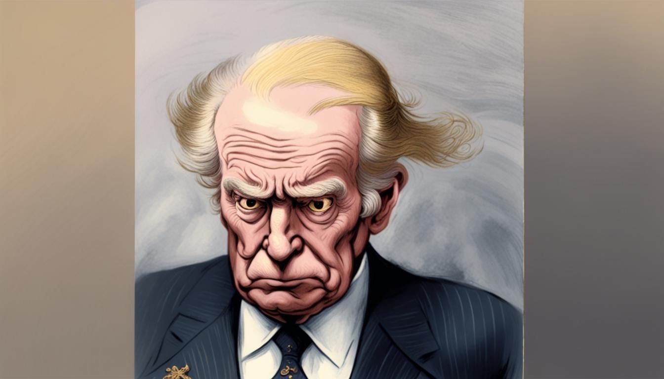 Satirical Portrait of an Elderly Man in Cartoon Style