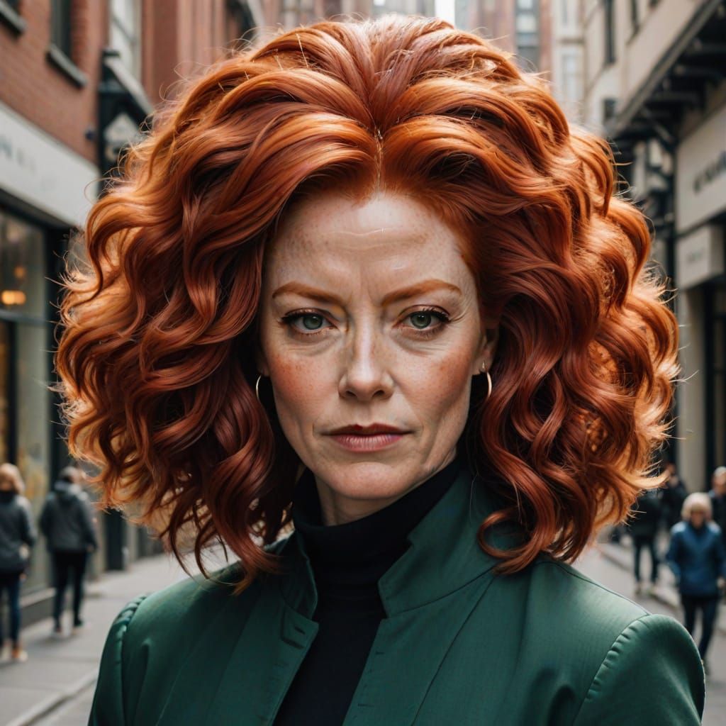 Woman's Towering Red Beehive Hairstyle