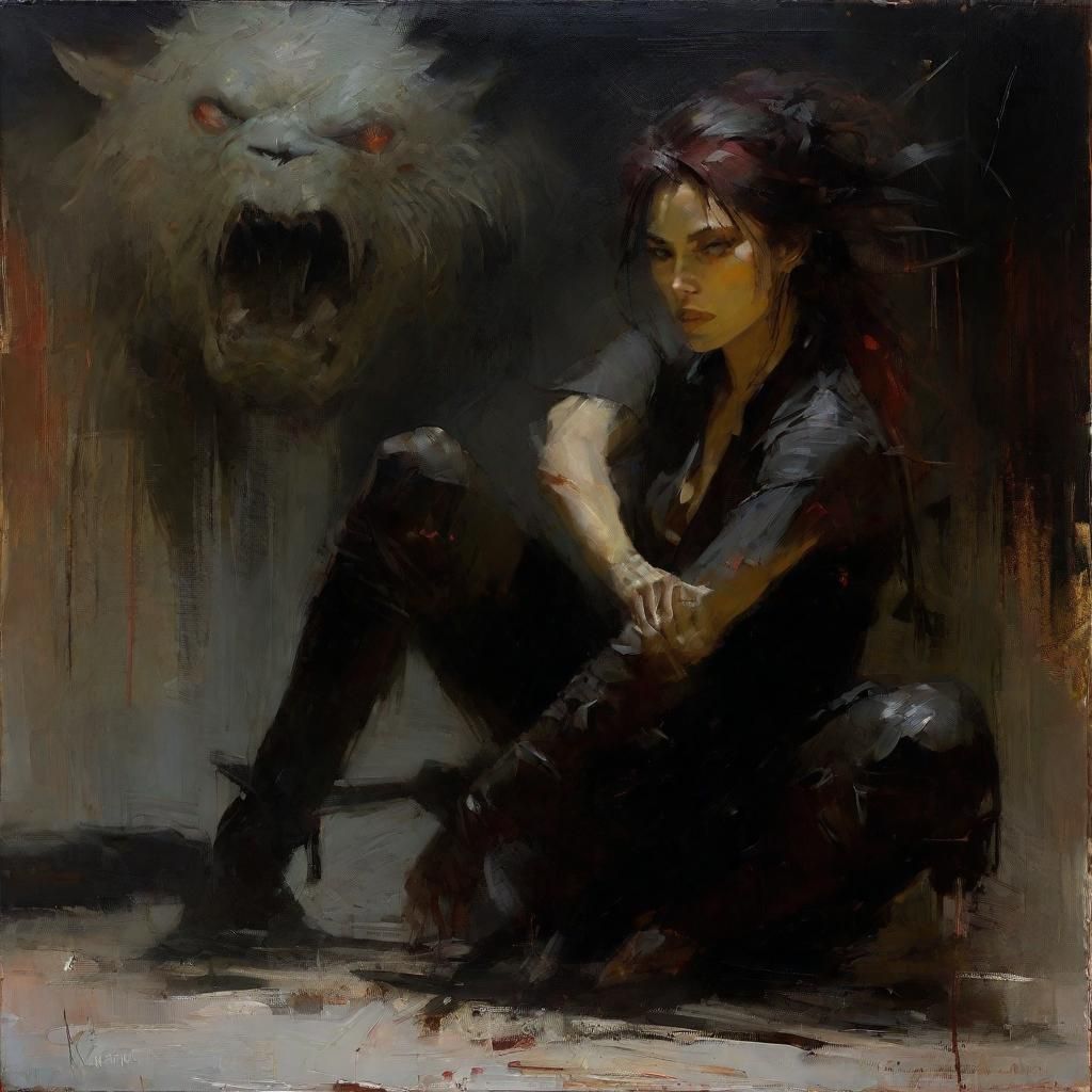 Feral Werebeast Brawler in Chiaroscuro Style