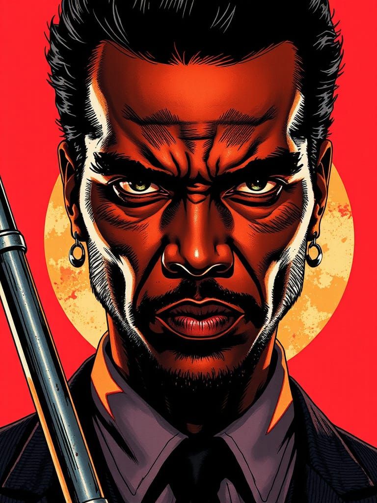 Intimidating Close-Up Portrait in a Dramatic Sunset Hues