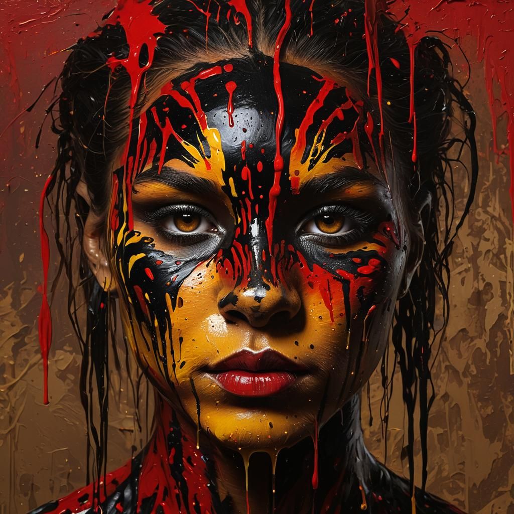 Panther Jungle Portrait as Retro Oil Painting