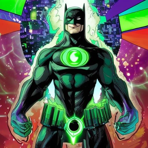 Batman Azraiel puts the green lanterns ring on making him th...