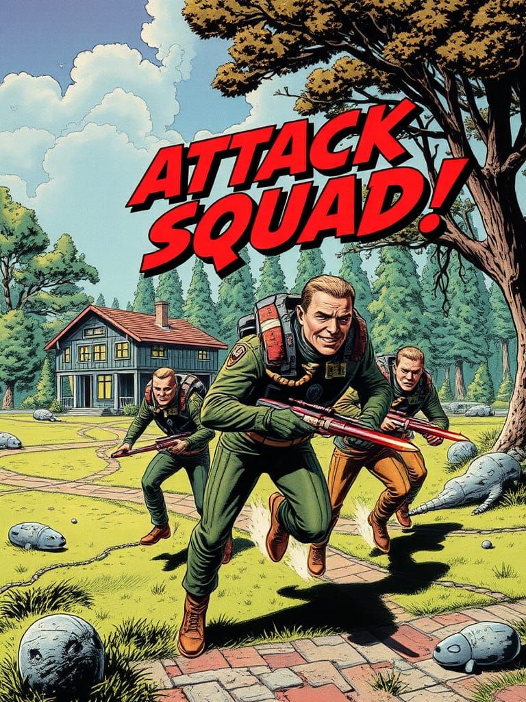 Attack Squad Comic Cover in 1970s Style