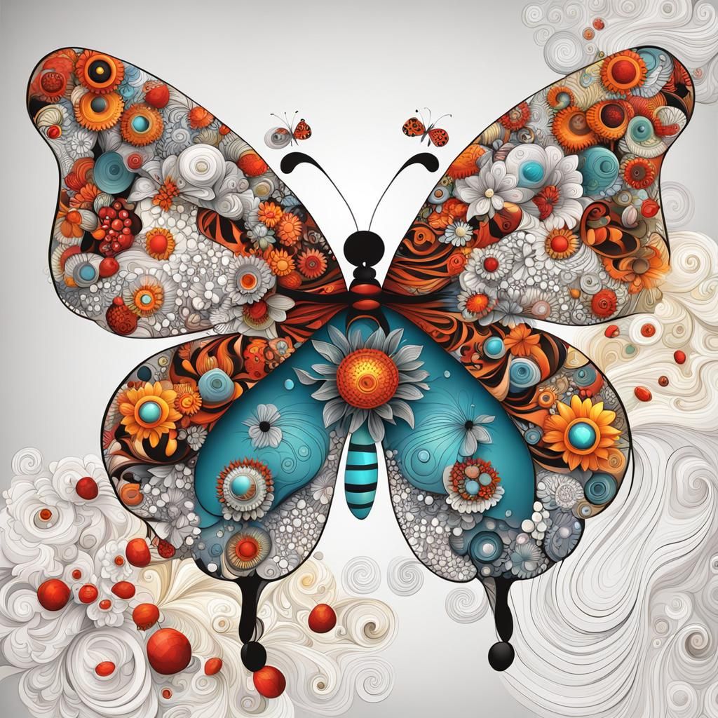 Sunny Day with Butterfly: Abstract Vector Art