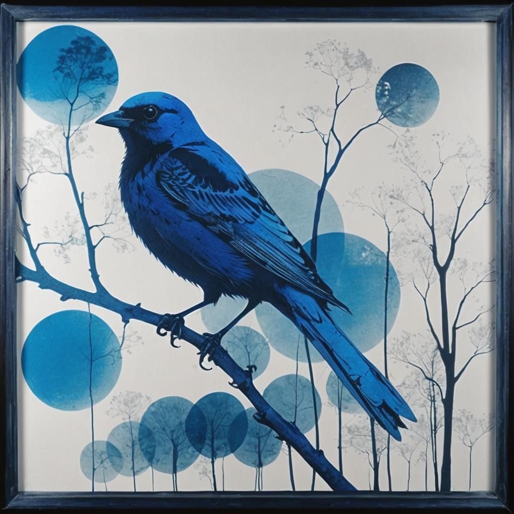 Blue Goth  woman Shades of blue  on blue monochrome photogra...