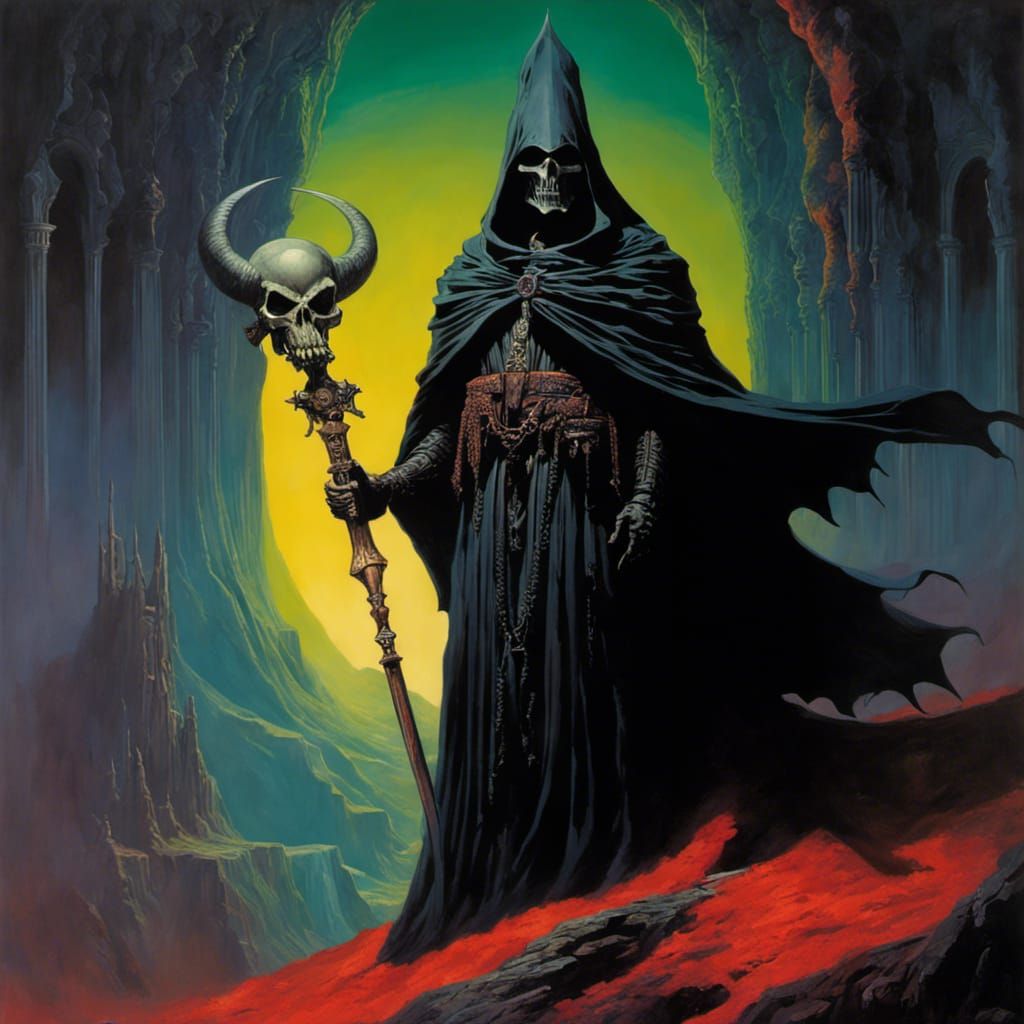 Nazgul Satan with Skull Face in Dark Fantasy Style