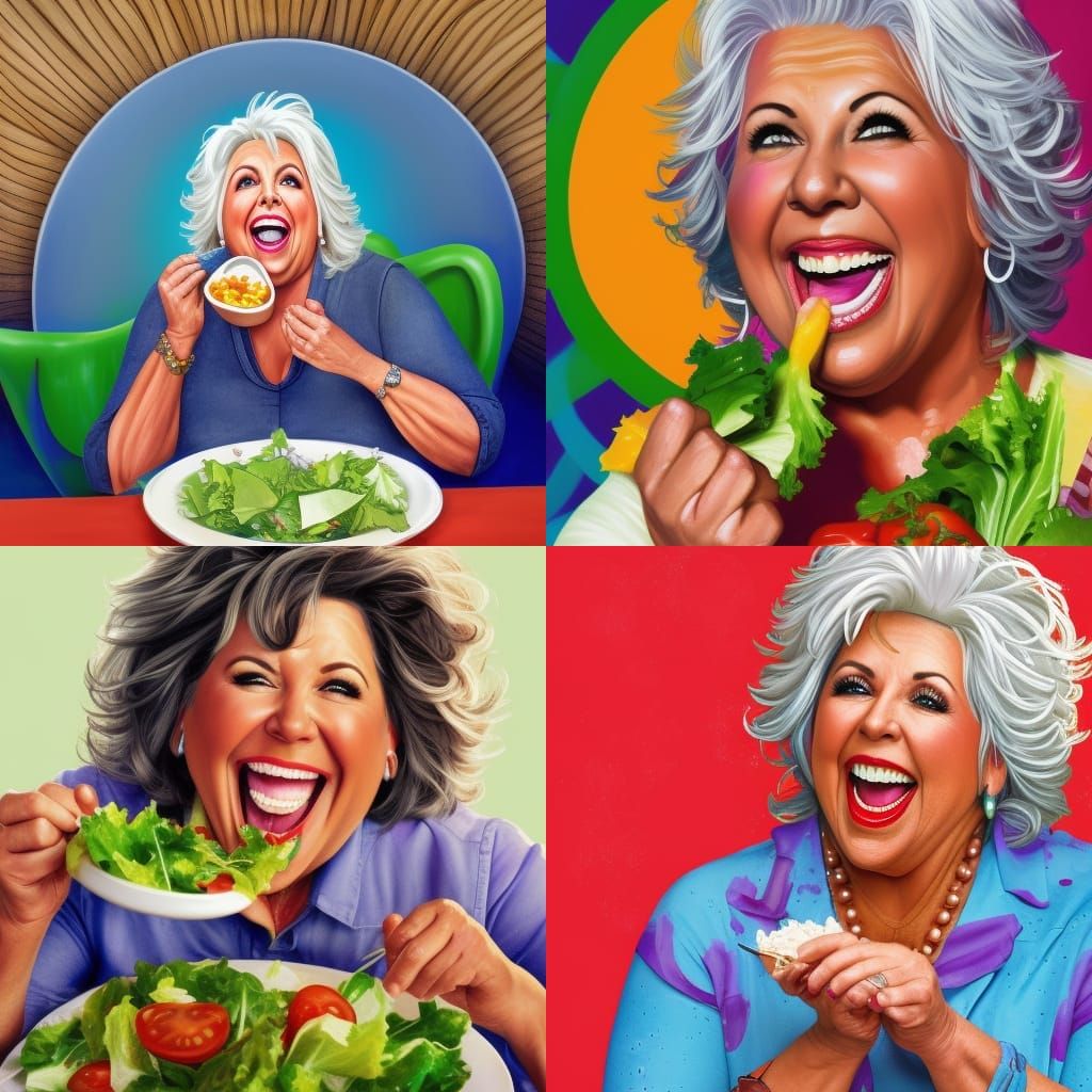 Paula Deen Laughing: Hyperrealistic Splash Art Portrait
