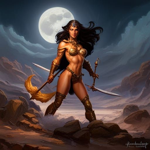 Warrior Princess in Dark Fantasy Style