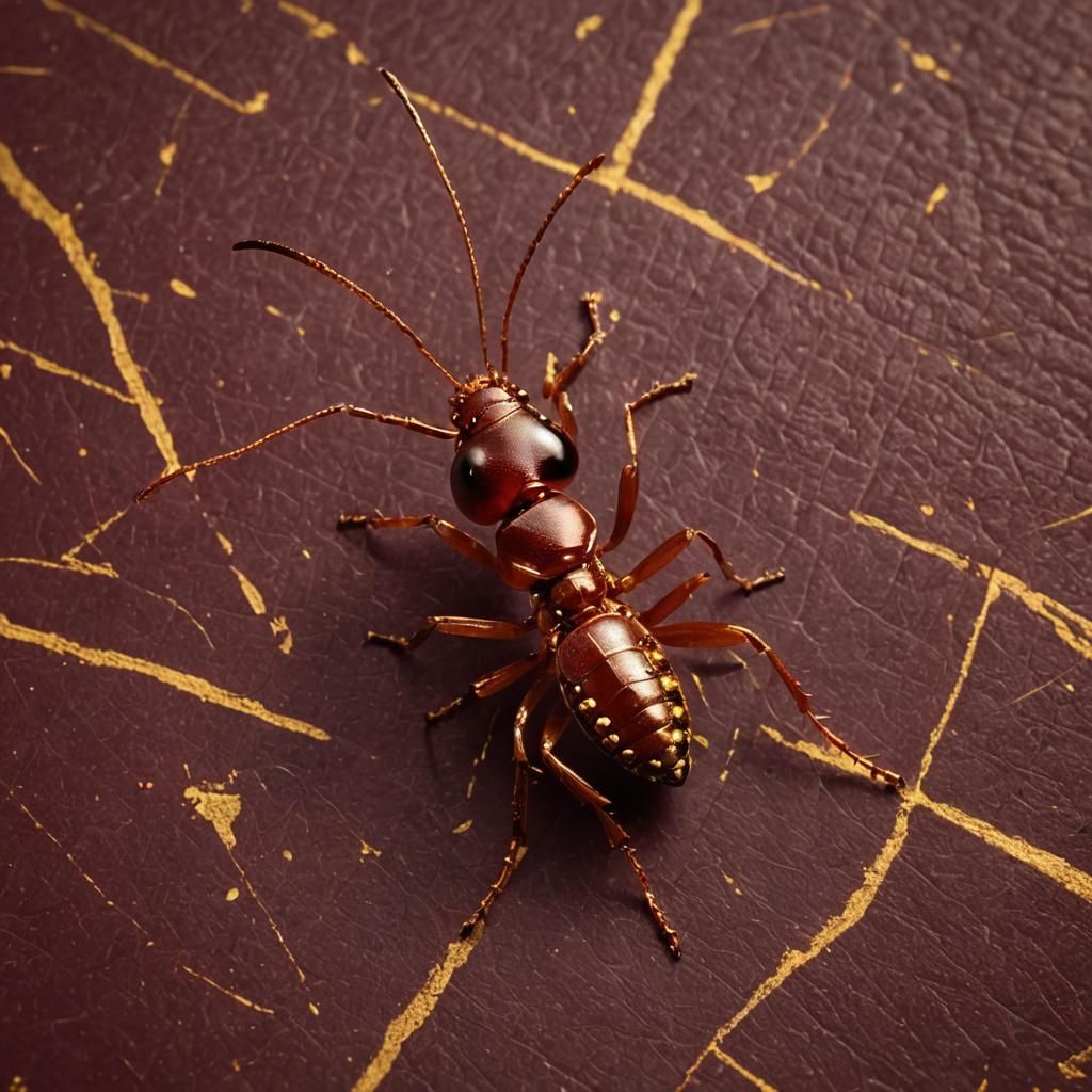 Red Ant Head on Maroon Flag with Gold