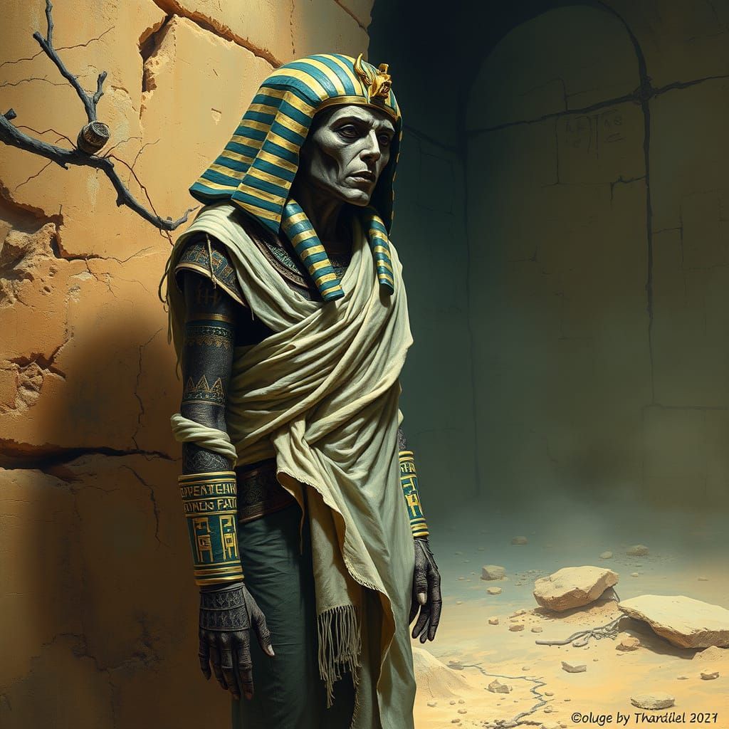 Ancient Egyptian Mummy in Mystical Tomb