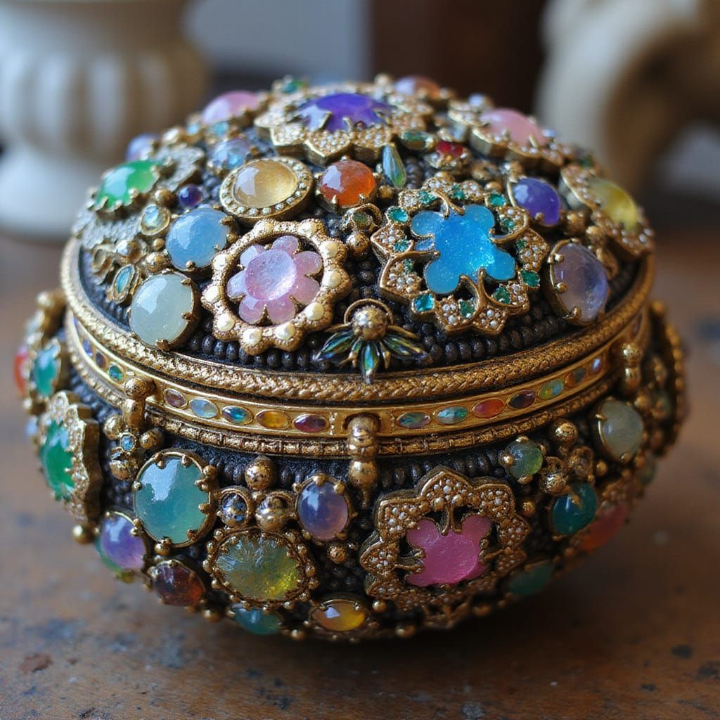 Beaded Geometric Patterns with Iridescent Reflections