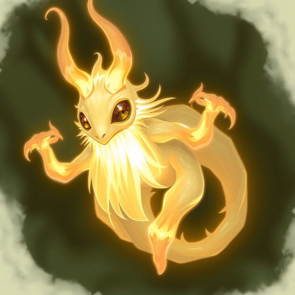 Enigmatic Wisp Creature in Asymmetrical Pose