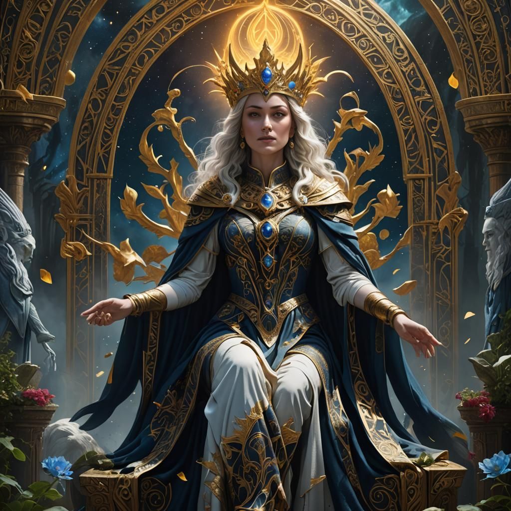 High Priestess Tarot Card as Detailed Matte Painting