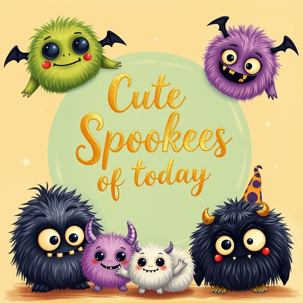 Cute Halloween Monsters Banner in Dreamlike Style