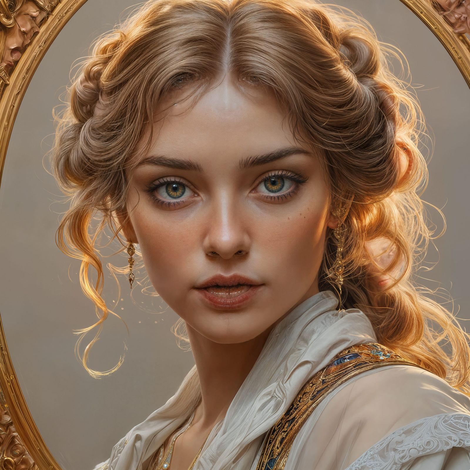 Elegant Aristocrat Portrait in Vibrant Triadic Colors