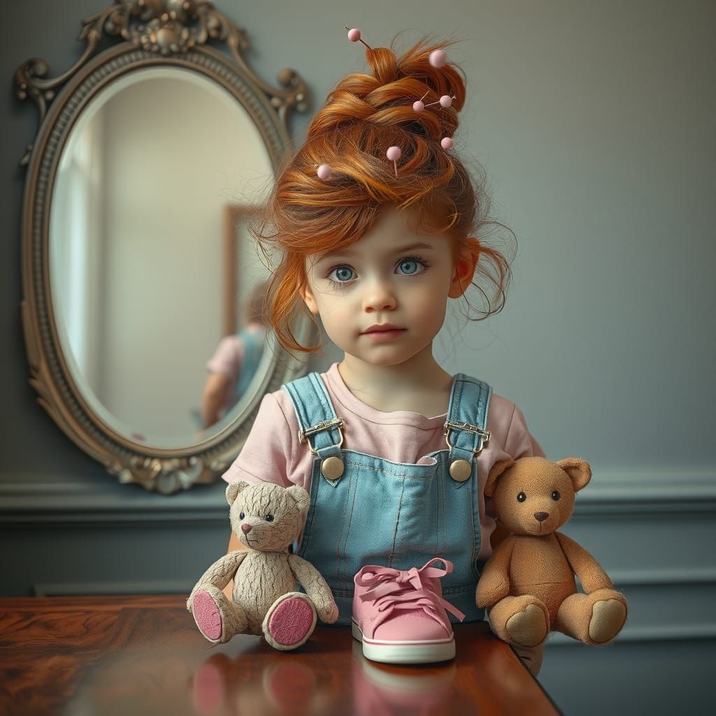 Girl with Red Hair in Pastel Portrait