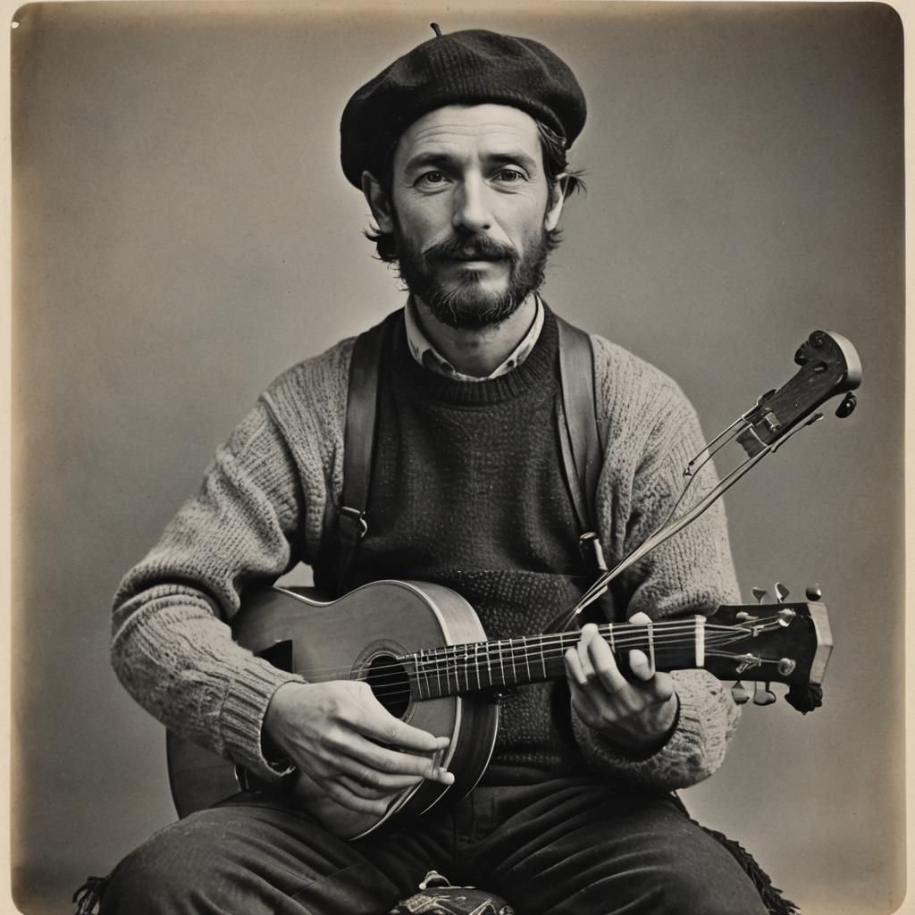 Contemplative Musician Portrait in Black and White