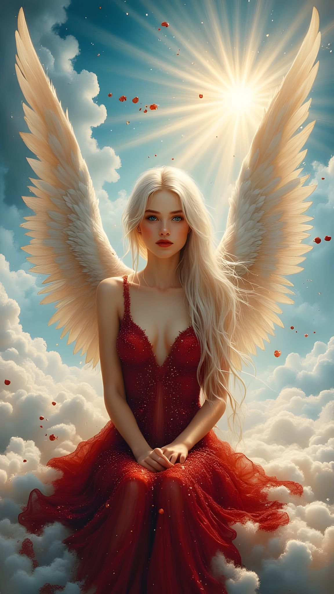 Ethereal Woman with Angel Wings in Hyperrealism