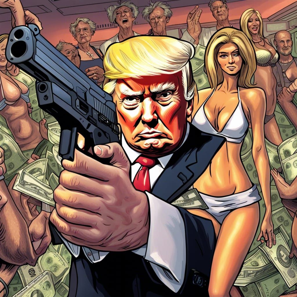 Donald Trump Dollar Bill Graffiti Art