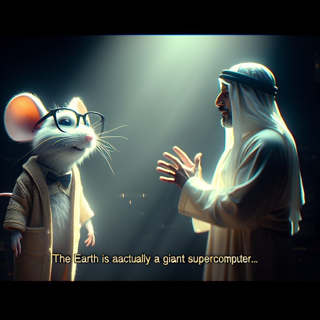 Cinematic Film Still: A Mouse Explains Earth as Giant Superc...