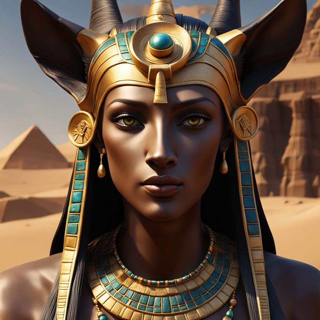 Anubis' Wife: Royal Goddess Digital Painting