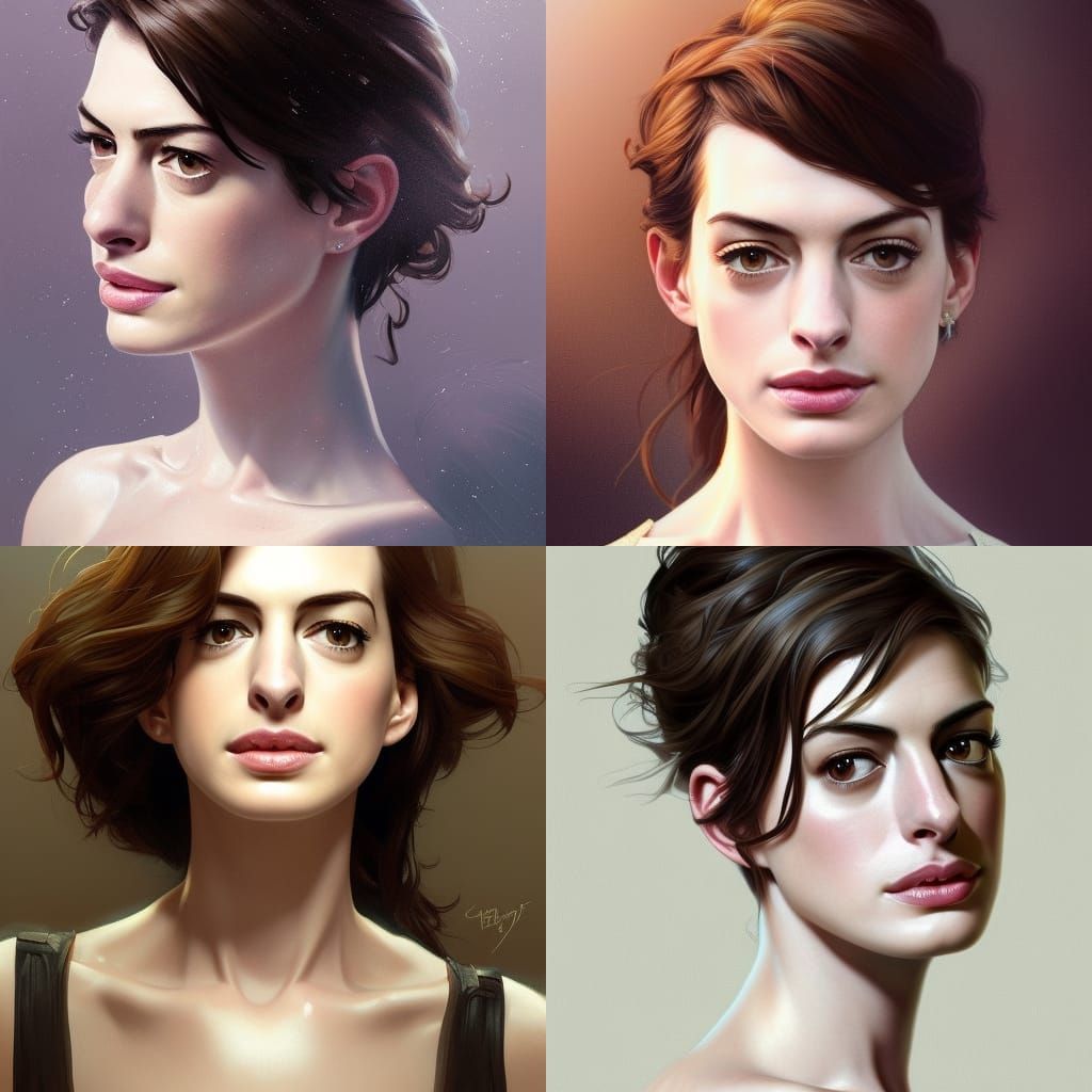 Anne Hathaway Portrait in Hyperdetailed Digital Art