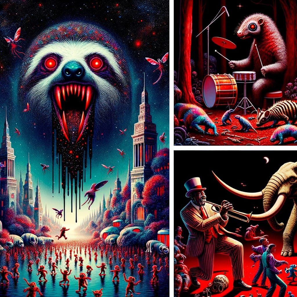 Eerie Sloth and Prehistoric Jazz Band at Night