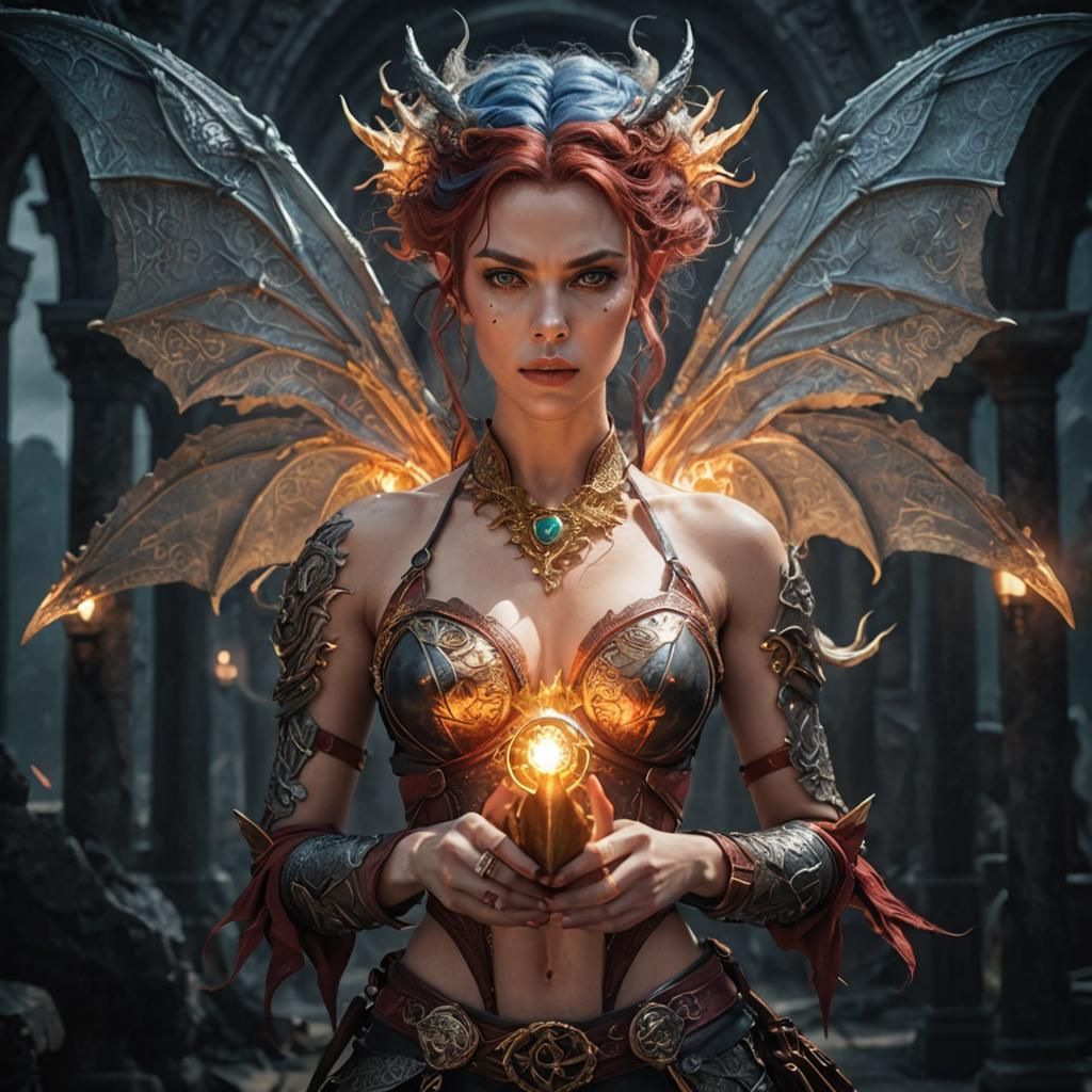 Muscular Elf Thief in Gothic Style with Dragon Bikini