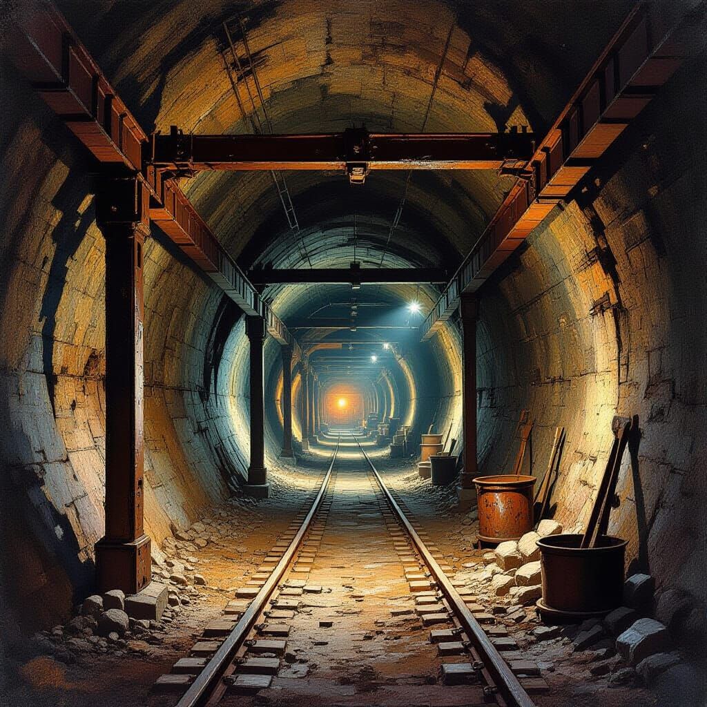 Abandoned Mine in Impressionist Style