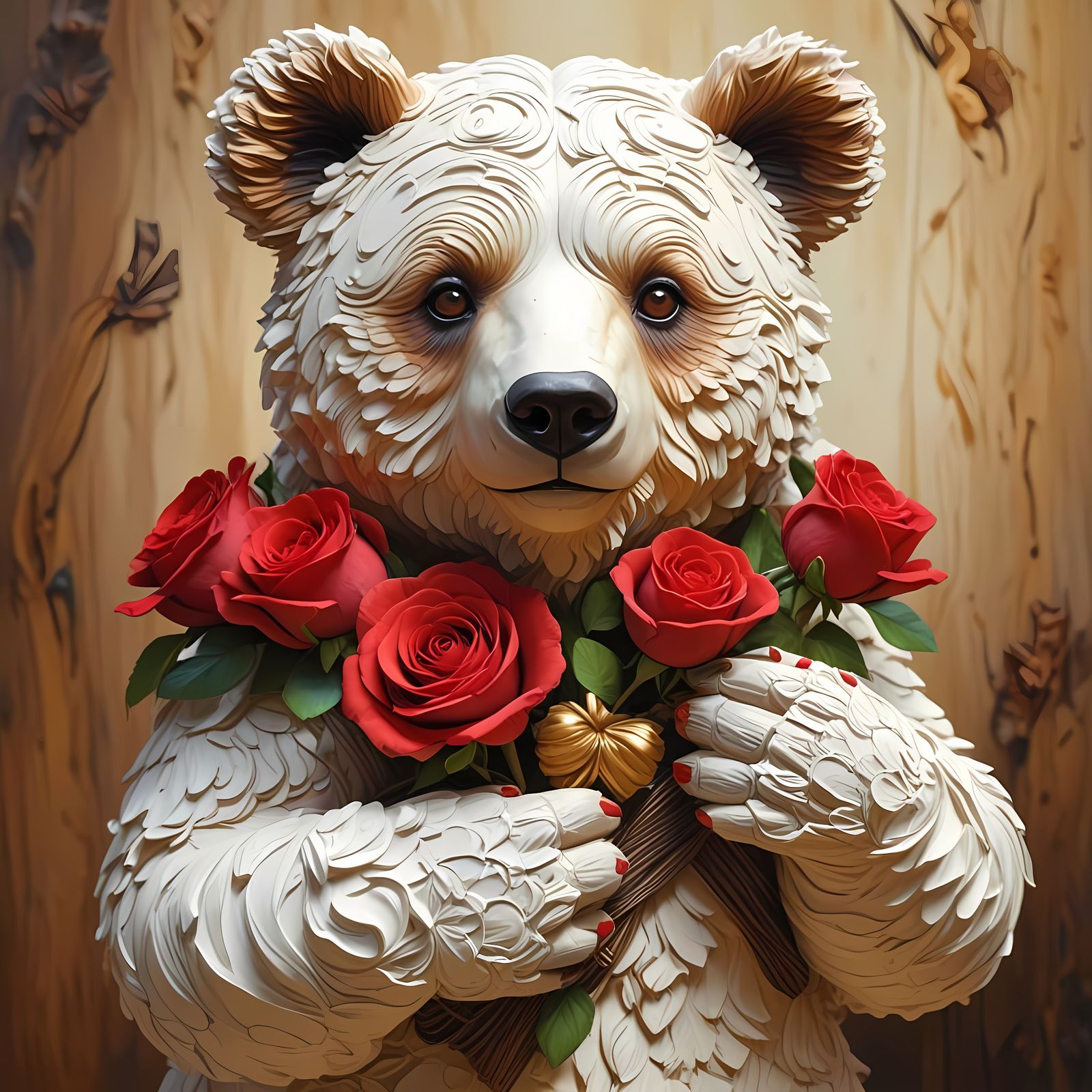 Whimsical Bear of Love Holding a Heart in Paws