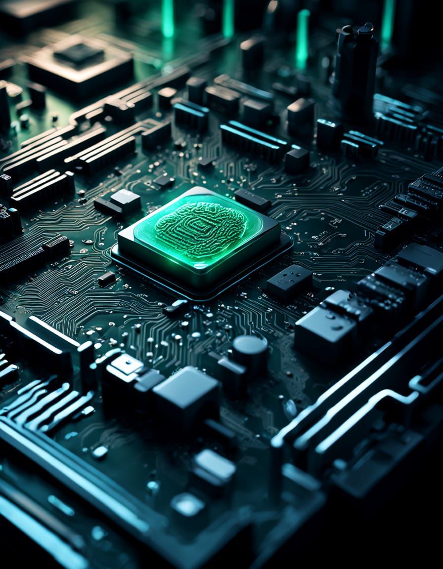 Cyberpunk Brain Concept Art in Neon Hues