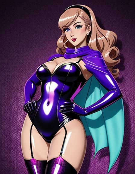 Glamorous Anime Bunny Girl with Retro Pop-Art Background