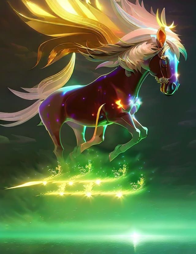 Beautiful Crystal Horse with Sparkling Wings in Digital Art