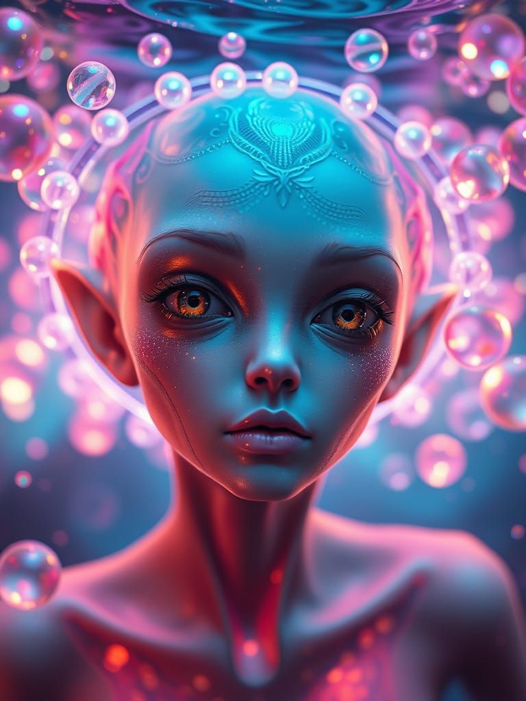 Cosmic Alien Princess in Dreamlike 4K Surrealist Painting