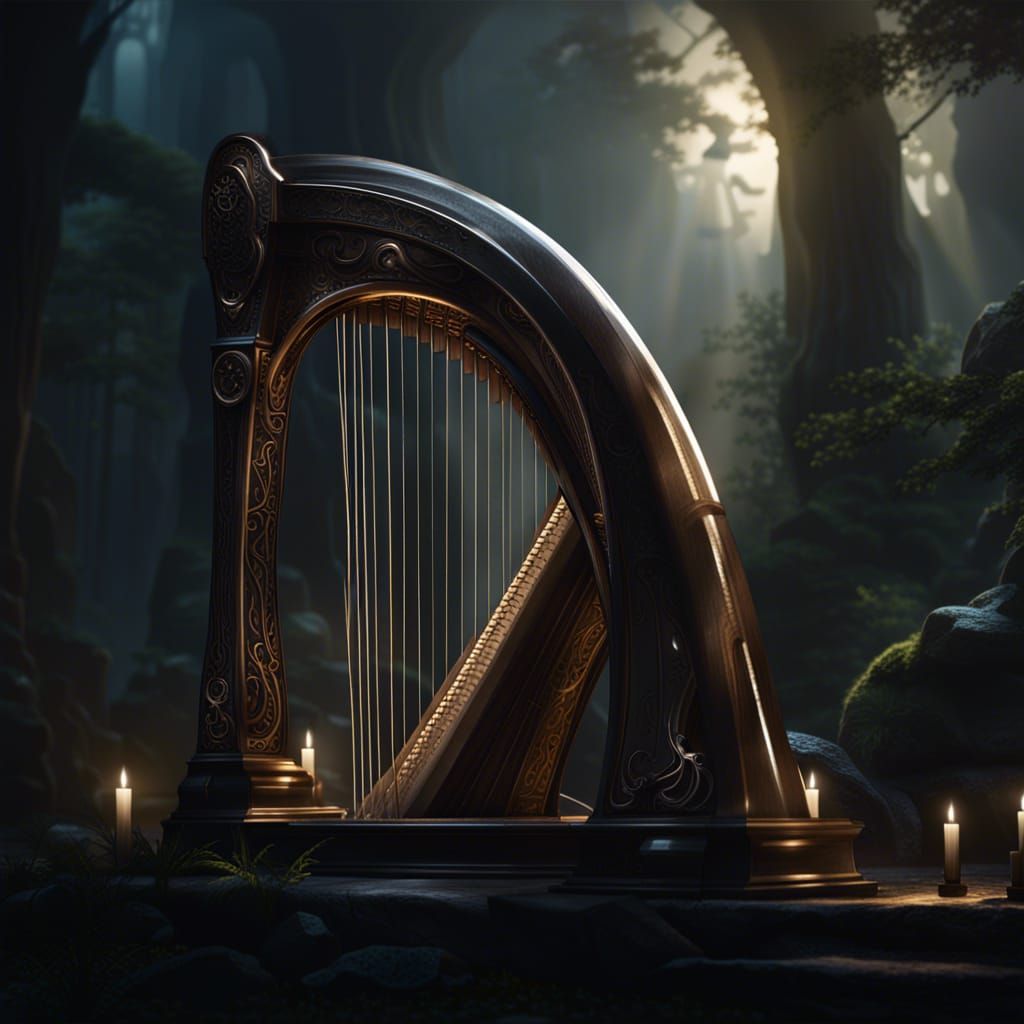 Harmony Harp: Dark Fantasy Concept Art in 8K
