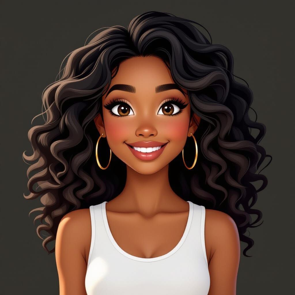 Smiling Black Woman in 3D Rendered Pixar Style
