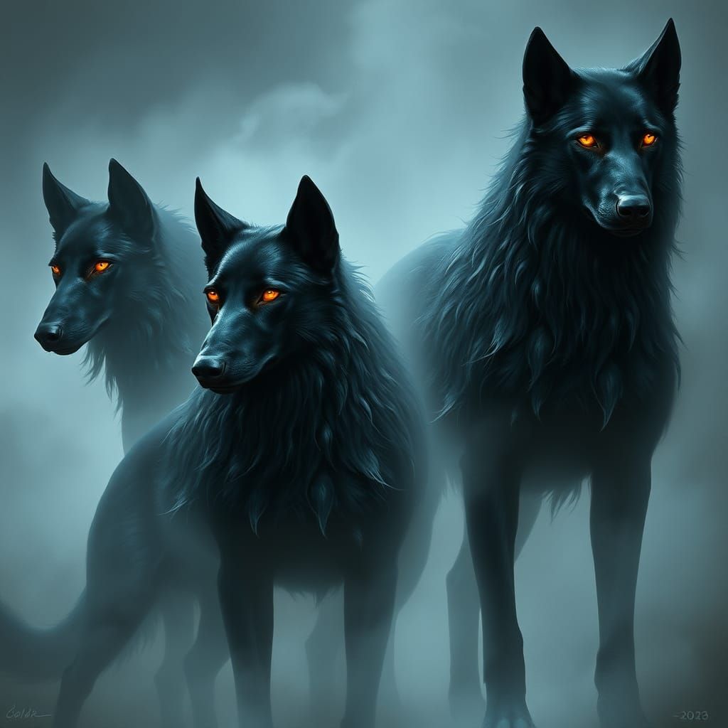 Ethereal Black Hounds of Celtic Mythology