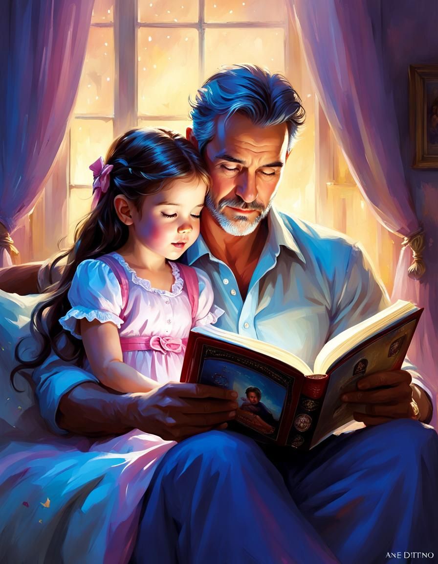Reading a bedtime story with dad